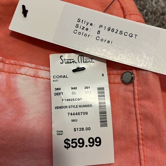 NWT Gemma+Jane Tye Dye Flared Jeans Lace Size 8 Coral Hippie Concert Beach Y2K - Picture 2 of 16